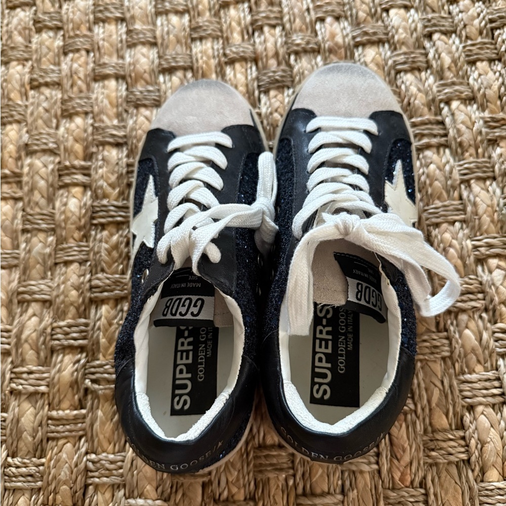 Black and Blue Glitter Sneakers - Picture 2 of 4